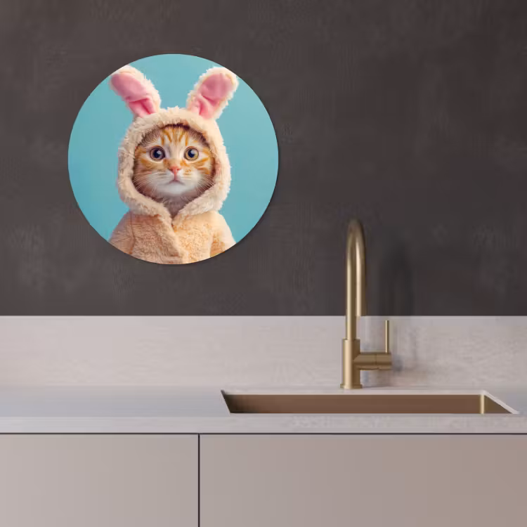 Tableau rond - Lapin de Pâques - Chat - Costume — 4