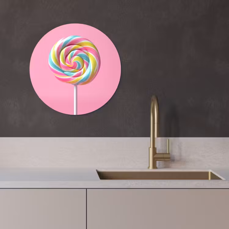 Tableau rond - Sucette - Rose - Bonbon - Sucré — 1