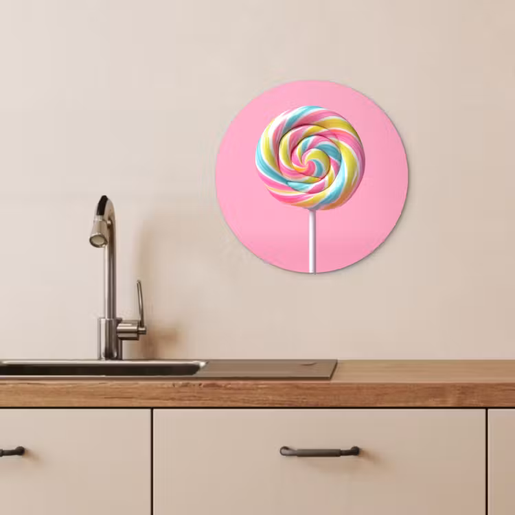 Tableau rond - Sucette - Rose - Bonbon - Sucré — 3
