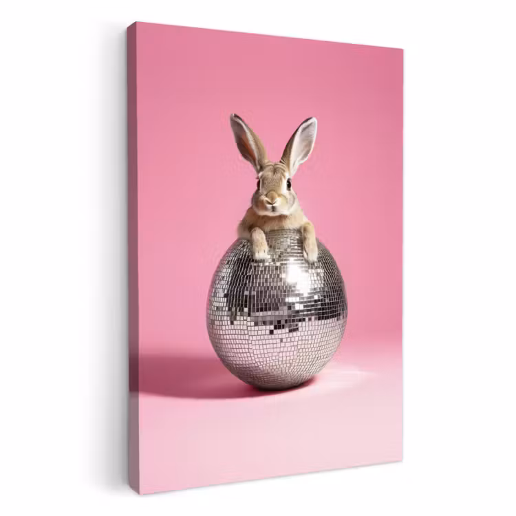 Tableau sur toile - Lièvre - Arc - Boule disco — 1