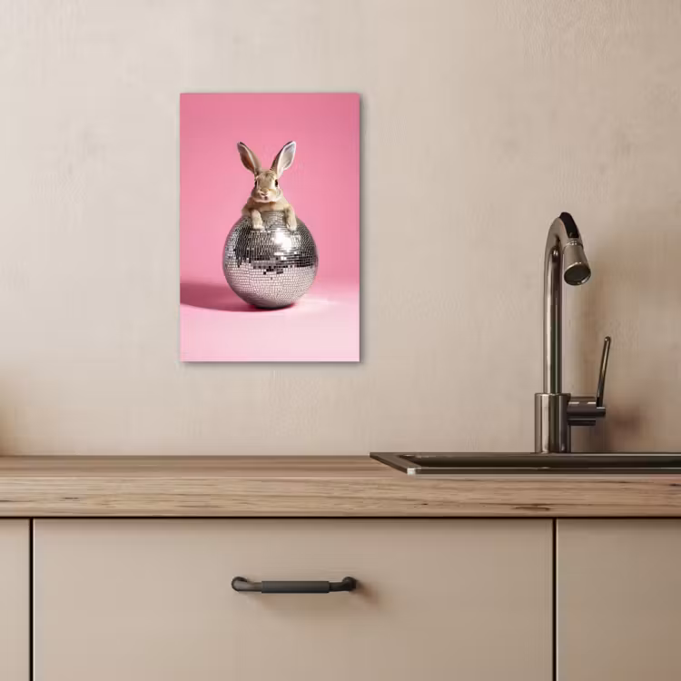 Tableau sur toile - Lièvre - Arc - Boule disco — 3