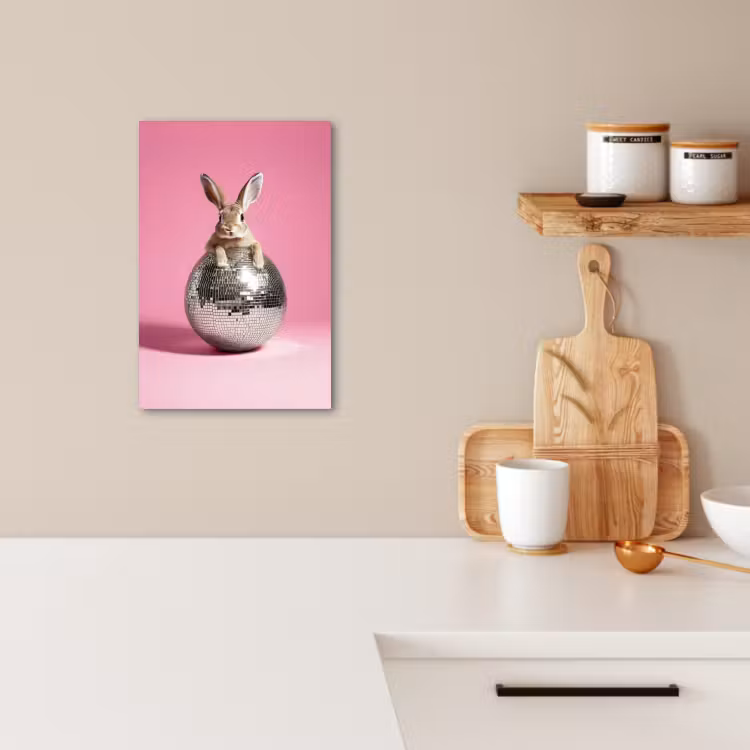 Tableau sur toile - Lièvre - Arc - Boule disco — 4