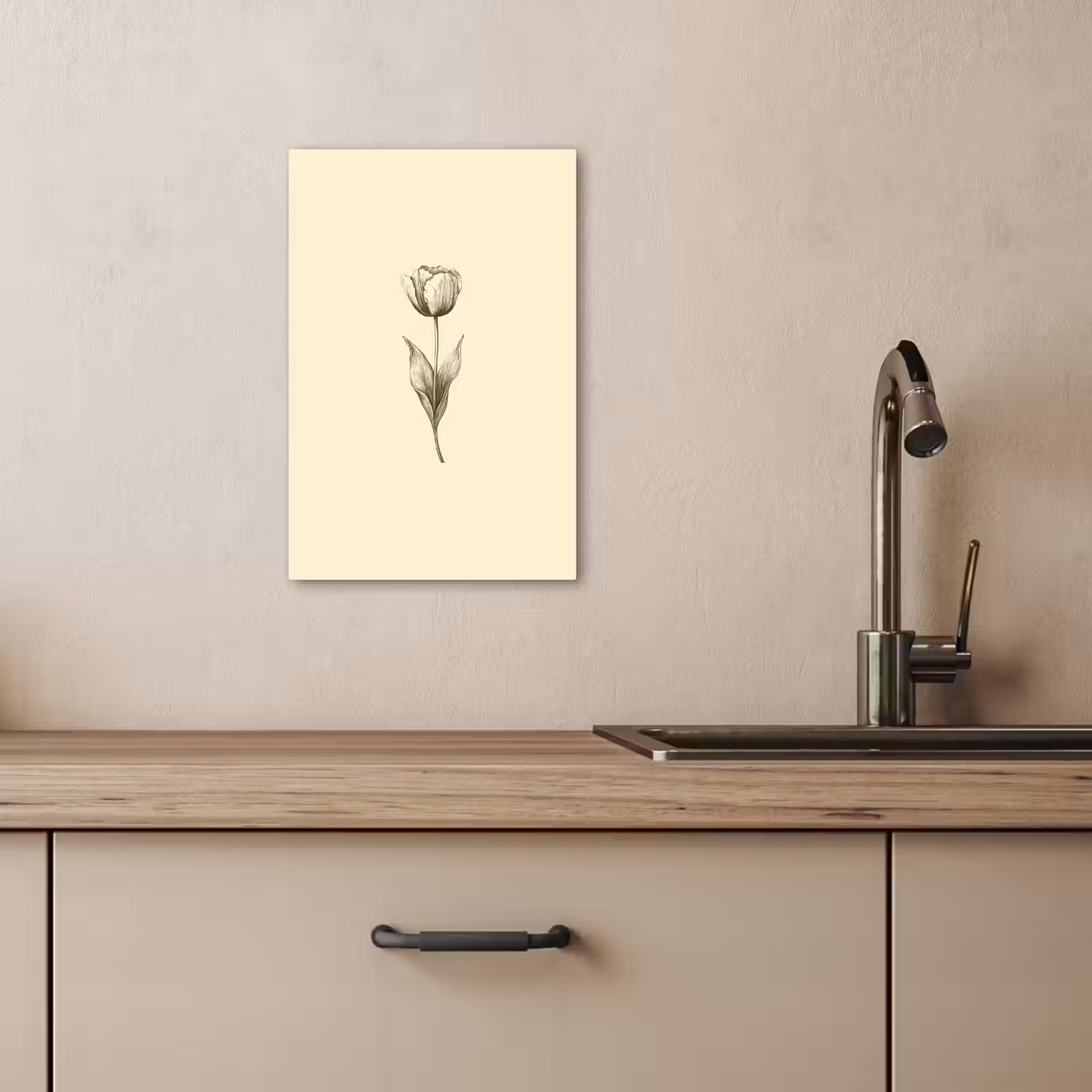 Tableau sur toile - Illustration - Tulipe - Noir — 1