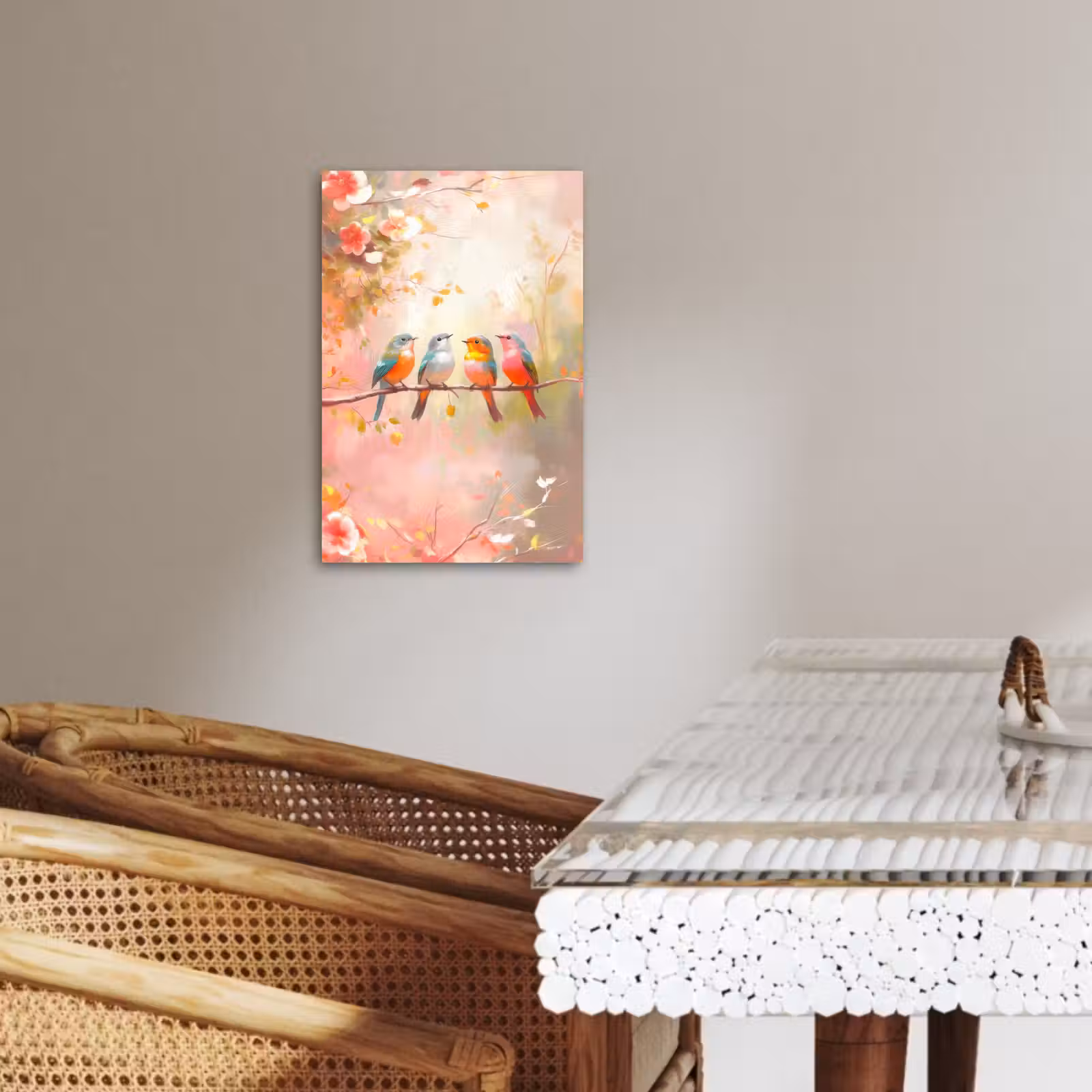 Tableau sur toile - Oiseaux - Coloré - Branche — 1