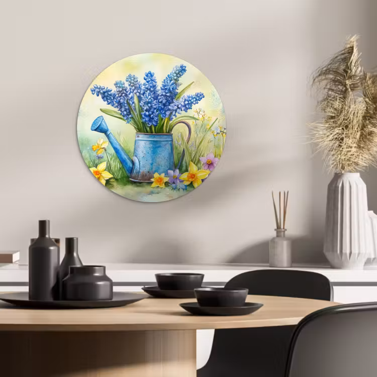 Tableau rond - Arrosoir - Lavande - Fleurs — 2