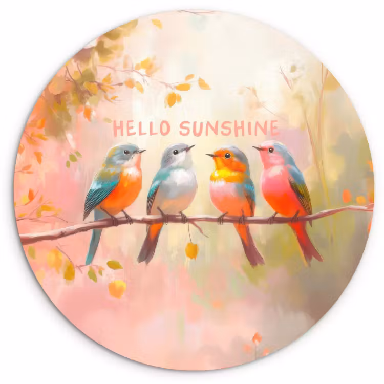 Tableau rond - Oiseaux - Branche - Citation - Rose — 1