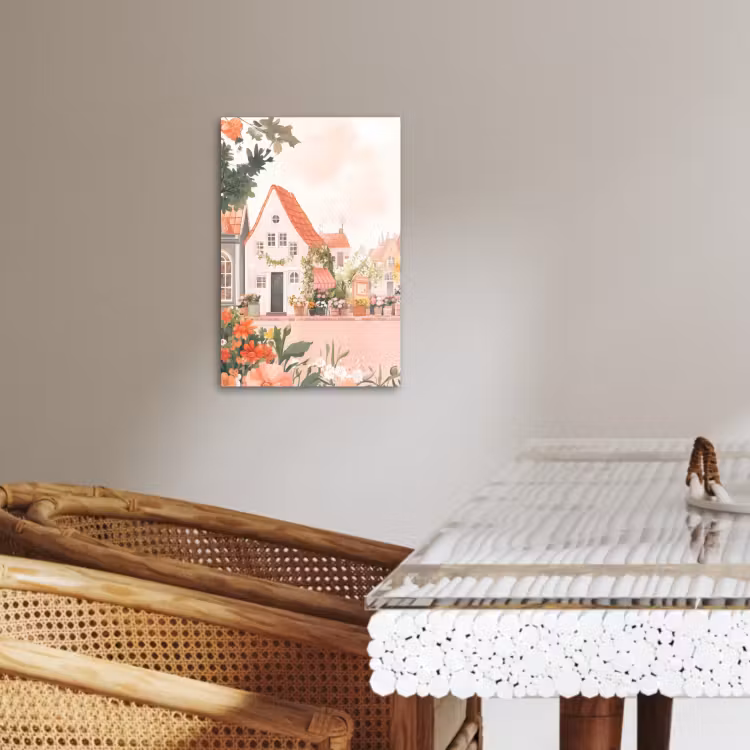 Tableau sur toile - Fleurs - Maisons - Village — 2