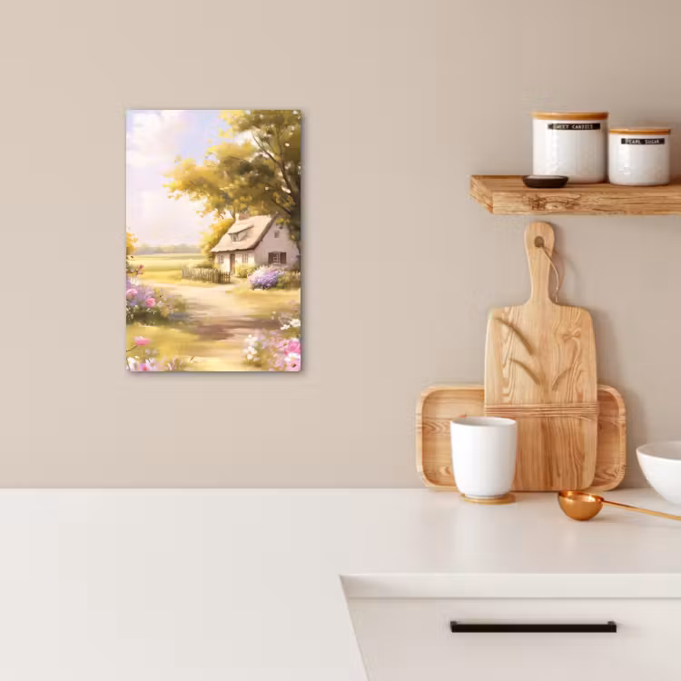 Tableau sur toile - Chalet - Bois - Fleurs — 3