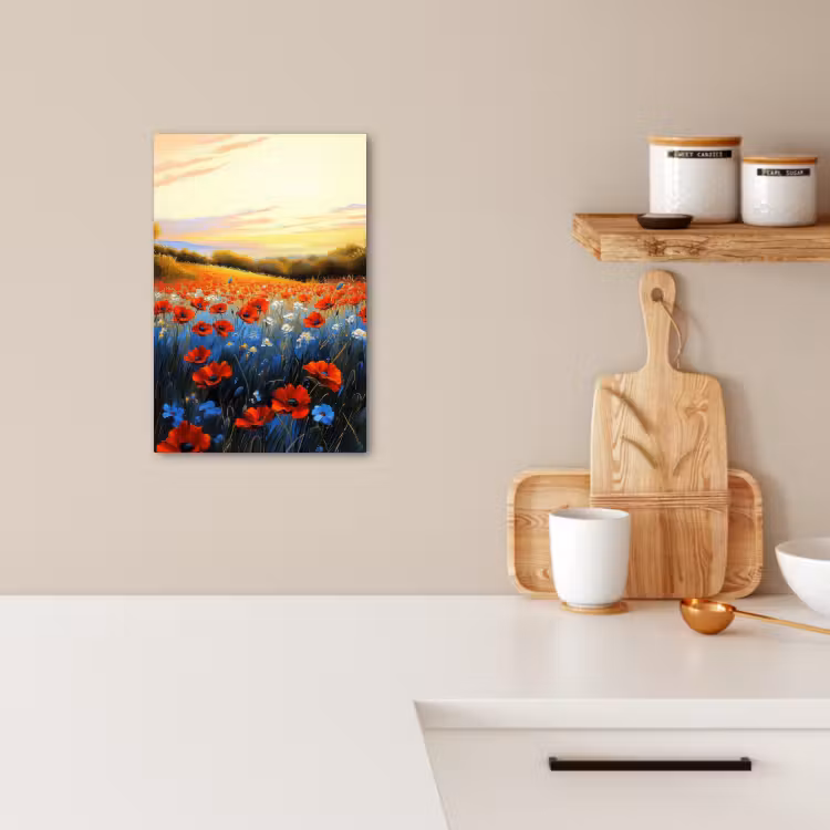 Tableau sur toile - Coquelicot - Champ de fleurs - Coloré — 4