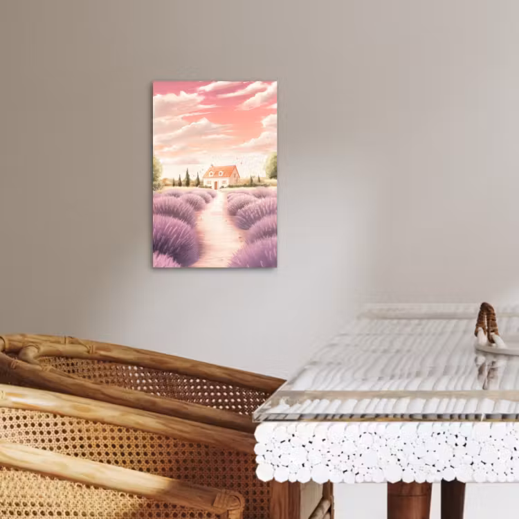 Tableau sur toile - Champ de lavande - Maison - Violet — 2