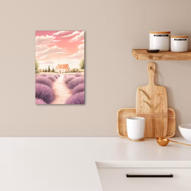 Tableau sur toile - Champ de lavande - Maison - Violet — 4