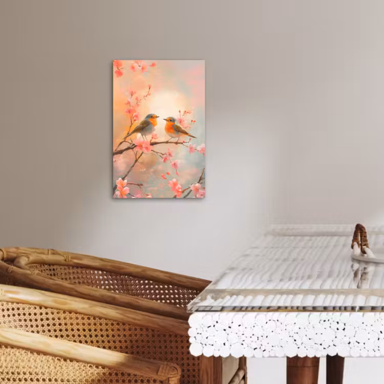 Tableau sur toile - Merle - Ornemental - Branche fleurie — 2