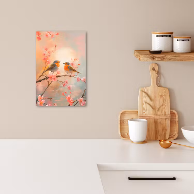 Tableau sur toile - Merle - Ornemental - Branche fleurie — 3