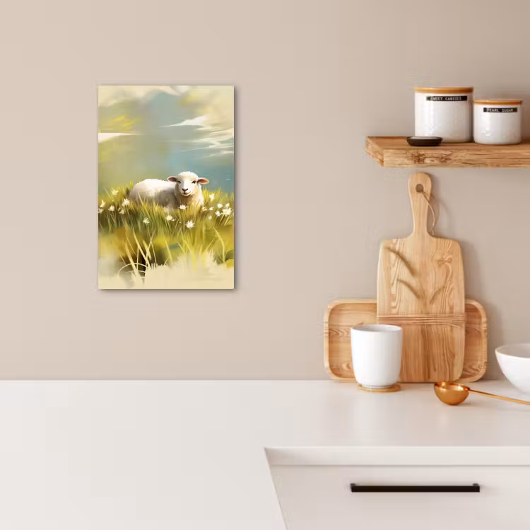 Tableau sur toile - Mouton - Pré - Vert — 4