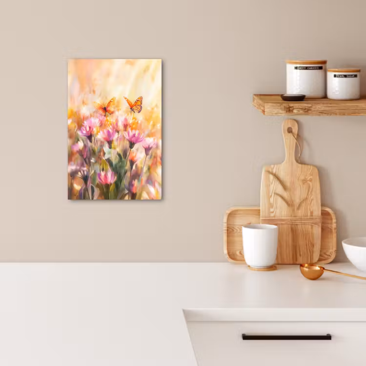Tableau sur toile - Papillons - Orange - Fleurs — 2