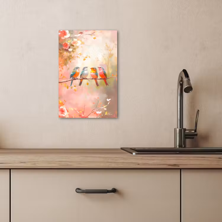 Tableau sur toile - Oiseaux - Coloré - Branche — 3