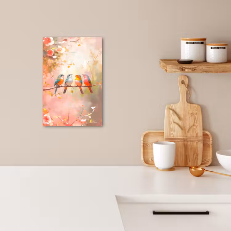 Tableau sur toile - Oiseaux - Coloré - Branche — 4
