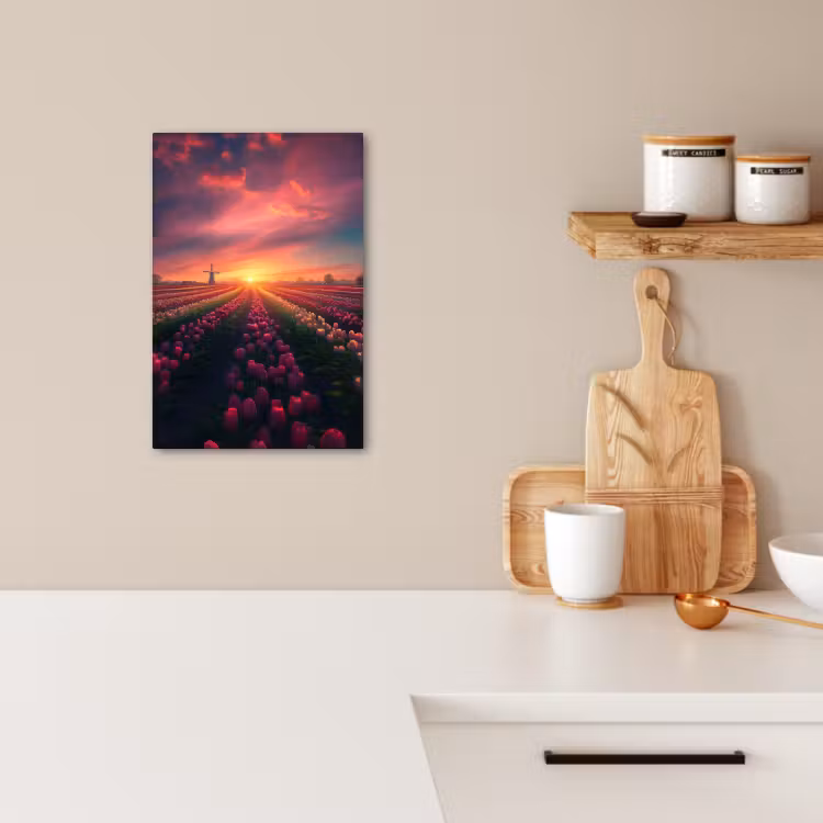 Tableau sur toile - Moulin à vent - Coucher de soleil - Paysage — 1