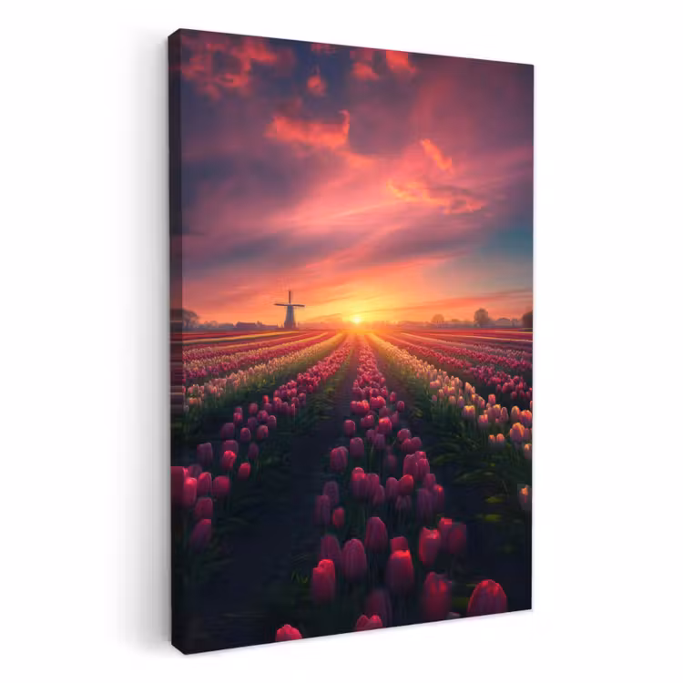Tableau sur toile - Moulin à vent - Coucher de soleil - Paysage — 2
