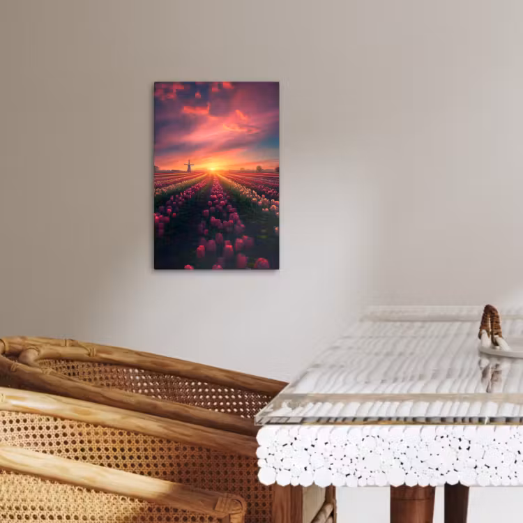 Tableau sur toile - Moulin à vent - Coucher de soleil - Paysage — 3