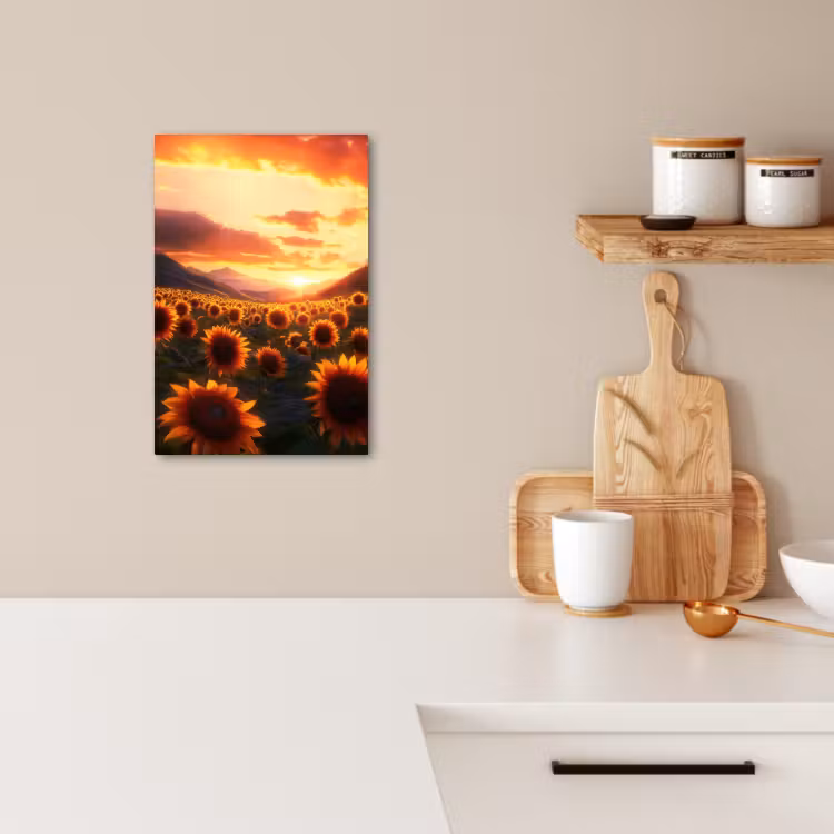 Tableau sur toile - Tournesols - Coucher de soleil - Paysage — 1