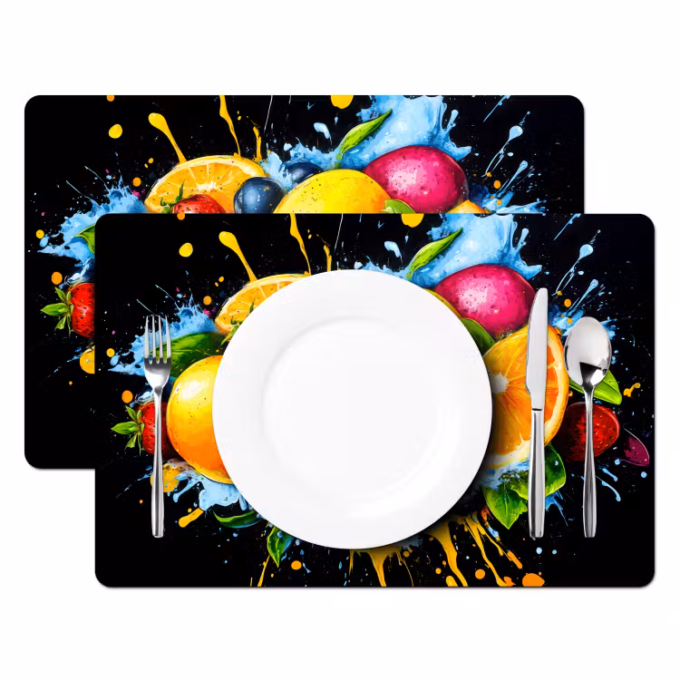Sets de table - Fruit - Graffiti - coloré - orange - fraise - abstrait — 2