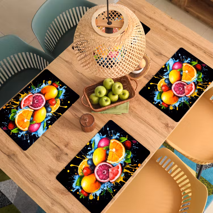 Sets de table - Fruit - Graffiti - coloré - orange - fraise - abstrait — 3
