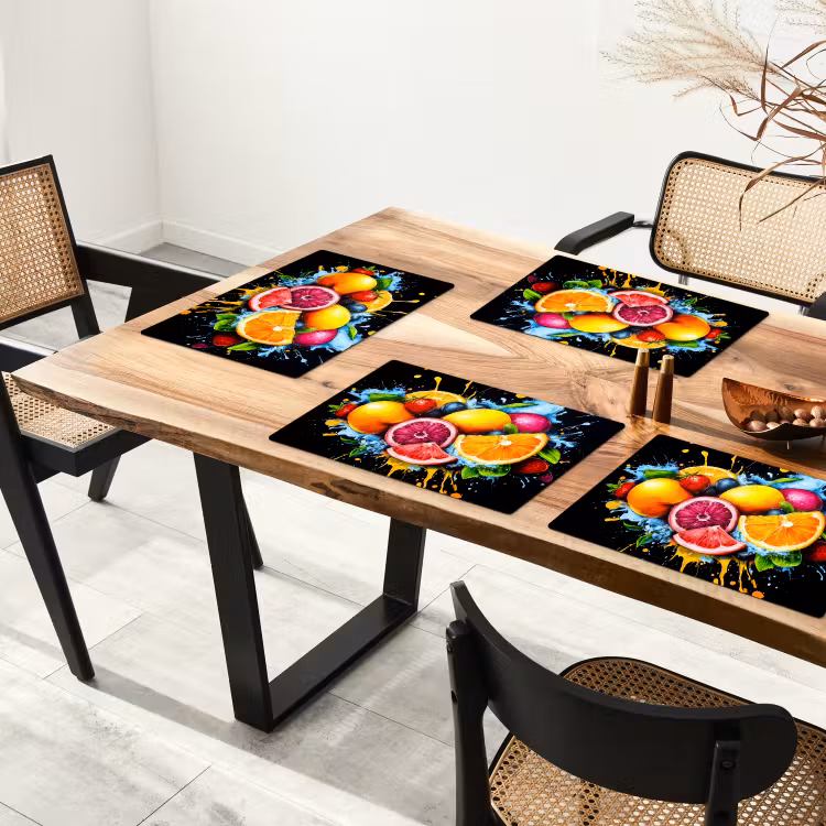 Sets de table - Fruit - Graffiti - coloré - orange - fraise - abstrait — 4