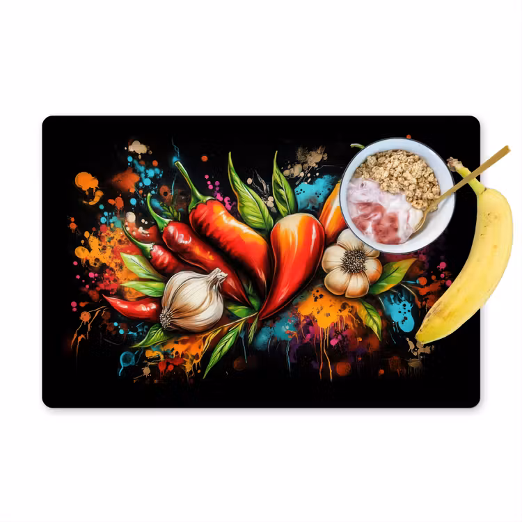 Sets de table - Légume - Poivre - Ail - Graffiti - Peinture - Coloré — 1