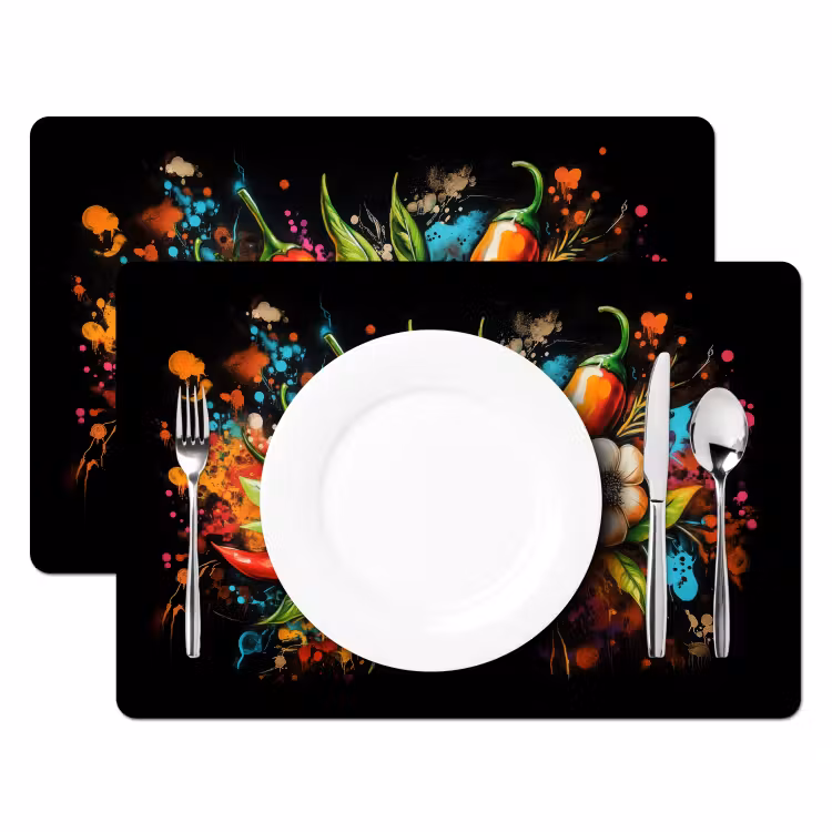 Sets de table - Légume - Poivre - Ail - Graffiti - Peinture - Coloré — 2