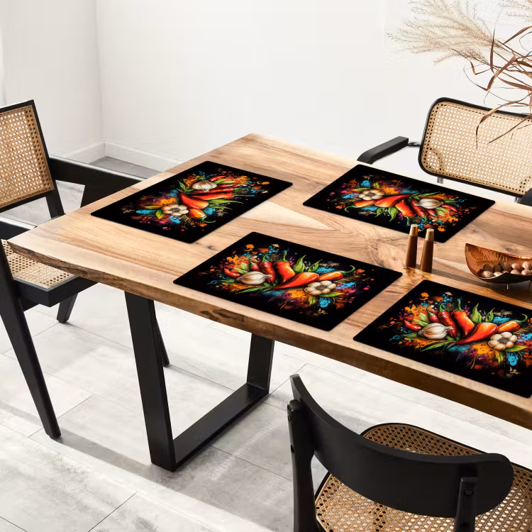 Sets de table - Légume - Poivre - Ail - Graffiti - Peinture - Coloré — 4