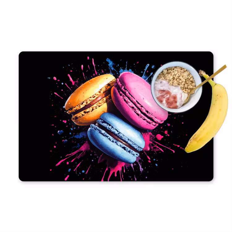 Sets de table - Macarons - Dessert - Graffiti - Coloré - Rose - Bleu - Jaune — 1