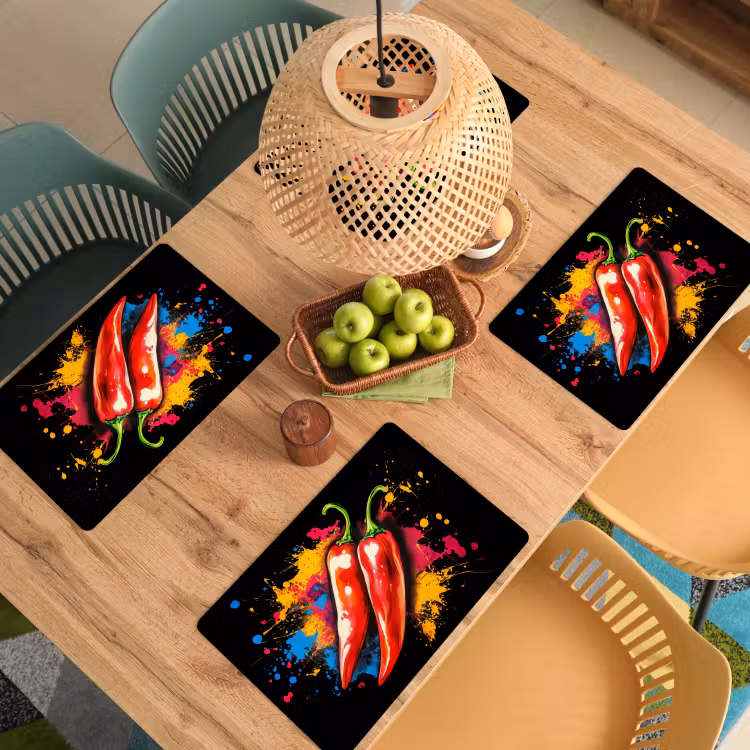 Sets de table - Poivre - Graffiti - Peinture - Abstrait - Moderne - Coloré — 3