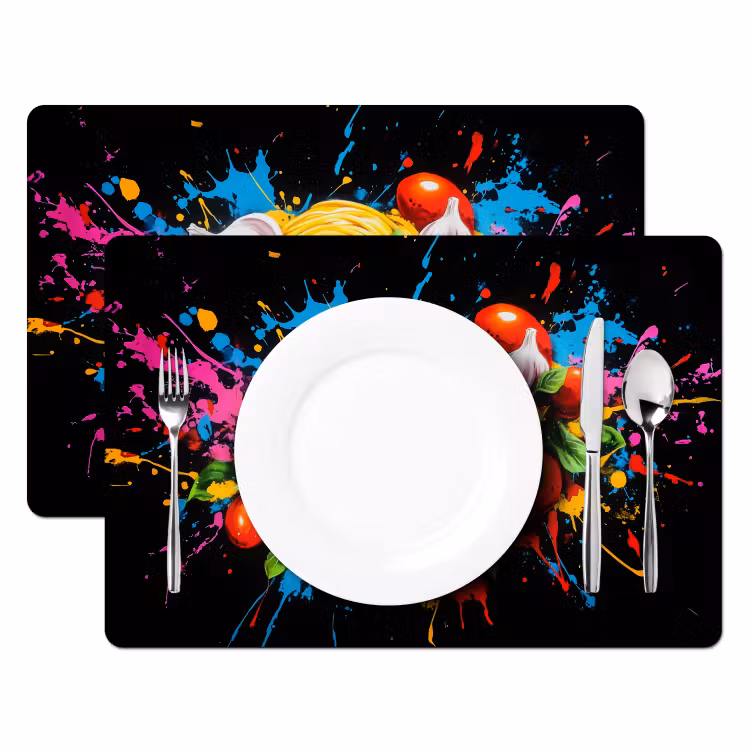 Sets de table - Spaghetti - Graffiti - Peinture - Coloré - Nourriture - Moderne — 2