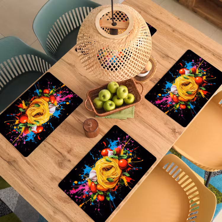 Sets de table - Spaghetti - Graffiti - Peinture - Coloré - Nourriture - Moderne — 3