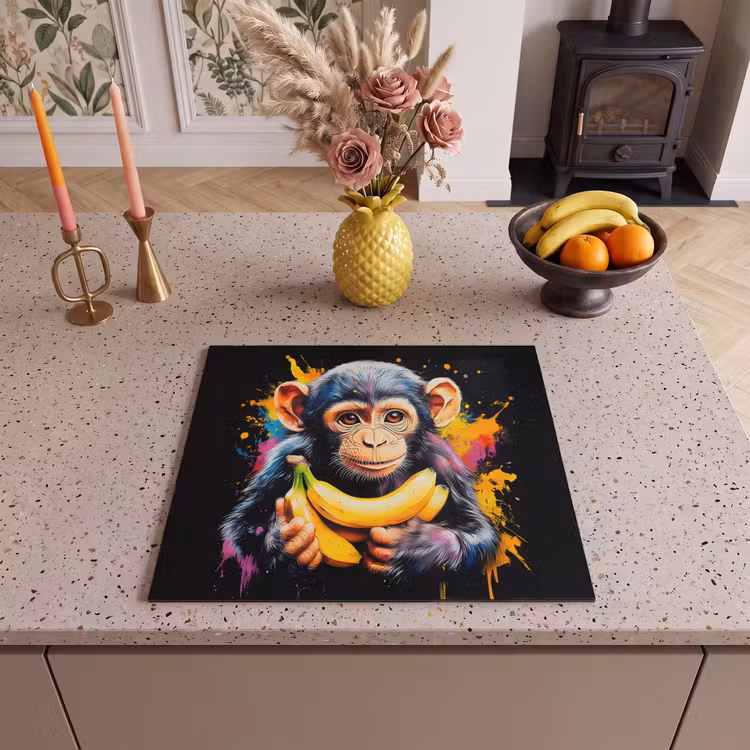 Protection plaque induction - Singe - Graffiti - Coloré - Bananes - Moderne — 3