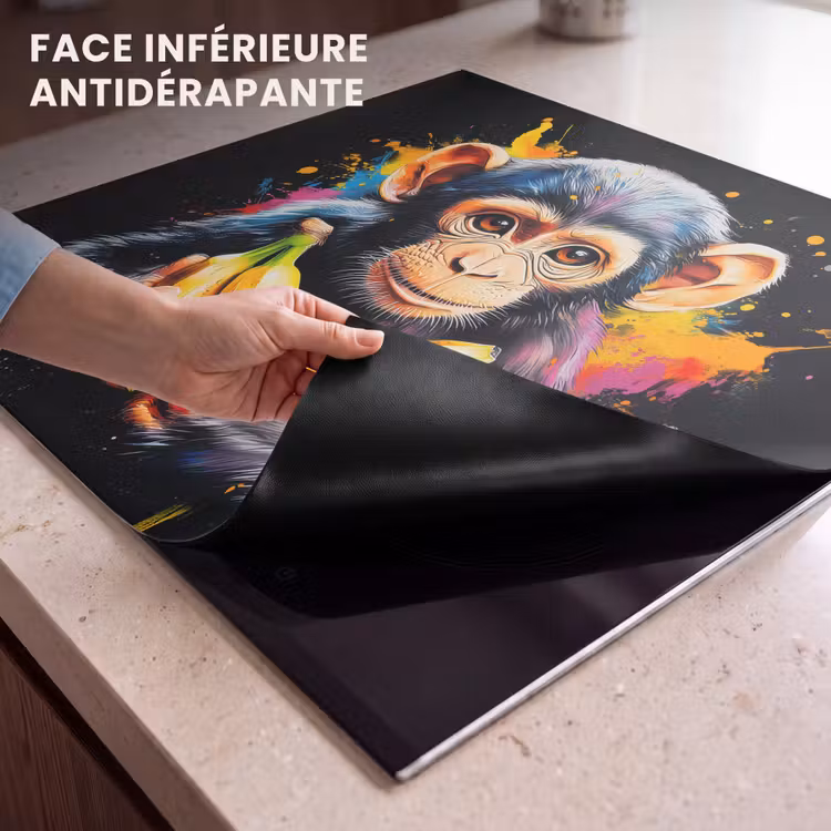 Protection plaque induction - Singe - Graffiti - Coloré - Bananes - Moderne — 7
