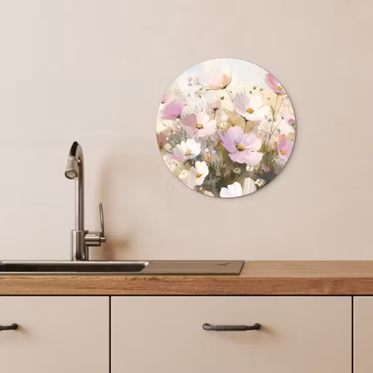 Tableau rond - Champ de fleurs - Teintes claires - Peintures — 3