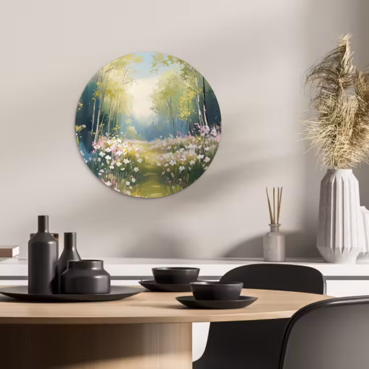 Tableau rond - Forêt - Style de peinture - Coloré — 1