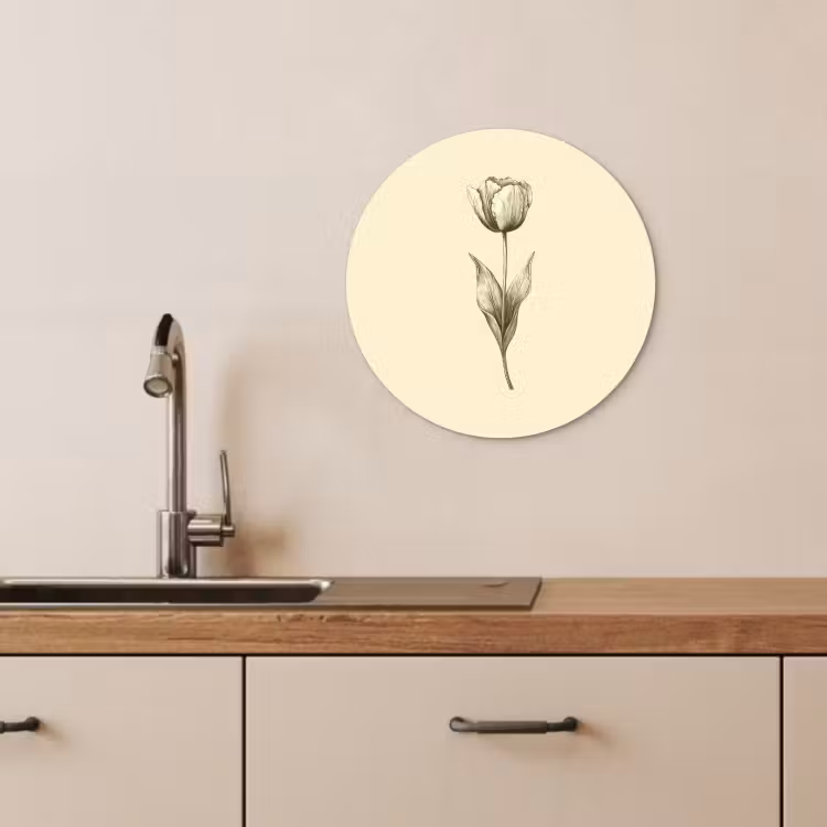 Tableau rond - Illustration - Tulipe - Noir — 3