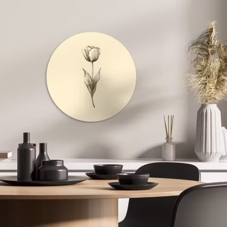 Tableau rond - Illustration - Tulipe - Noir — 4