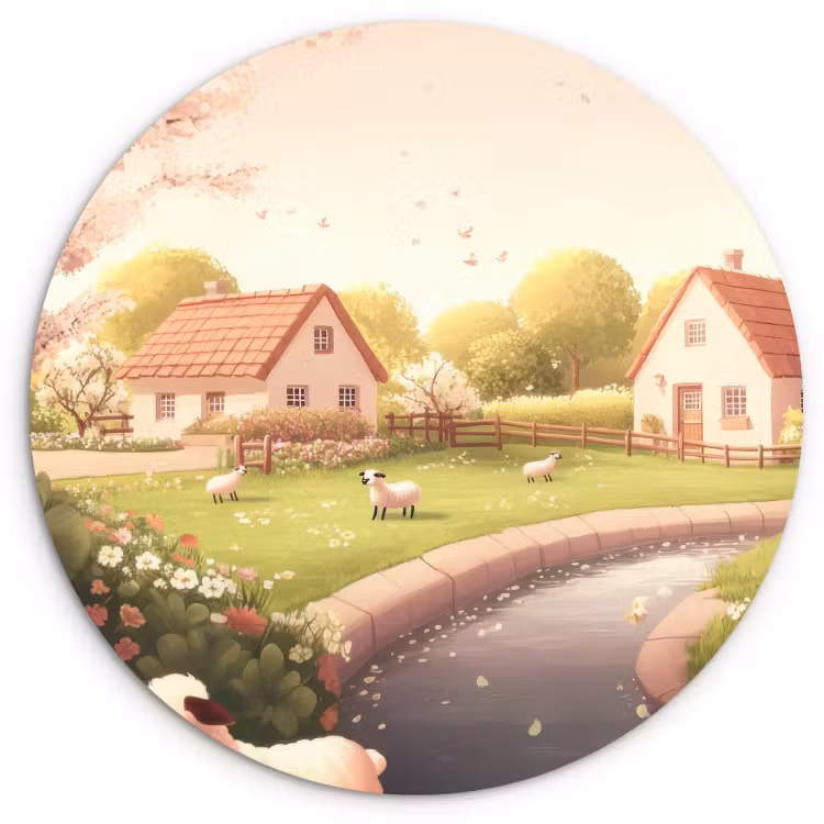 Tableau rond - Mouton - gîte - campagne — 1