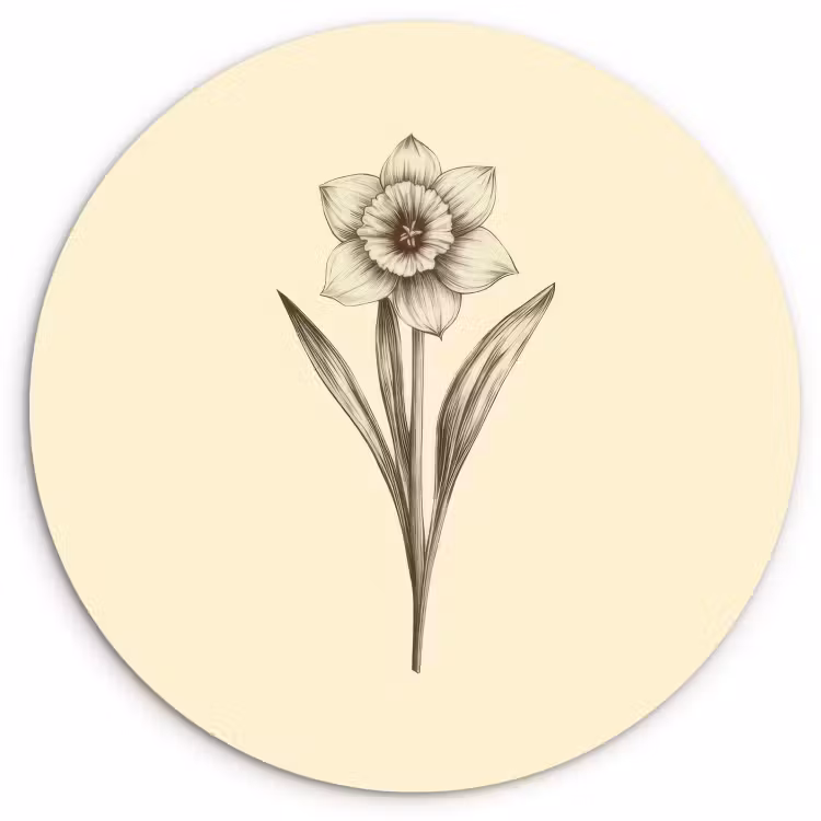 Tableau rond - Noir - Jonquille - Illustration — 2