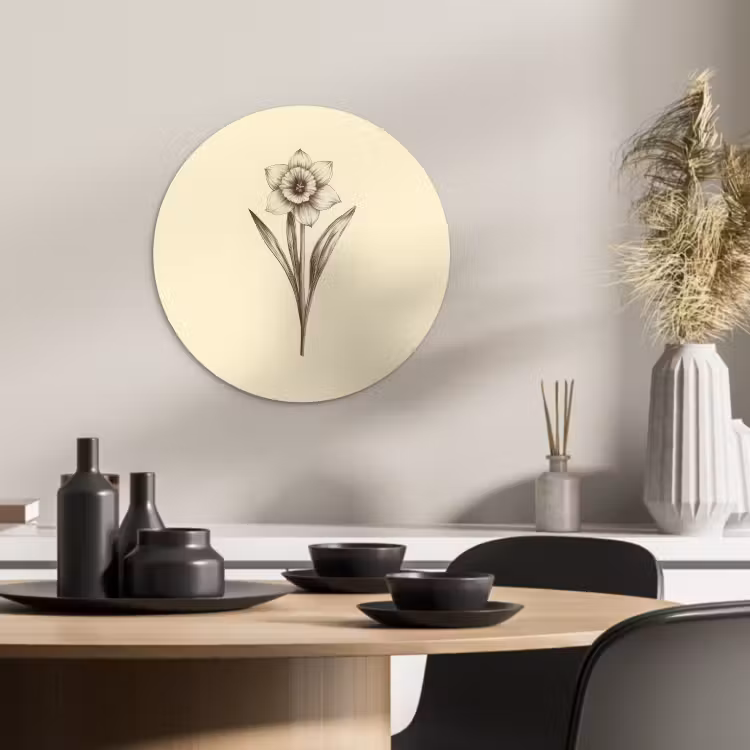 Tableau rond - Noir - Jonquille - Illustration — 4