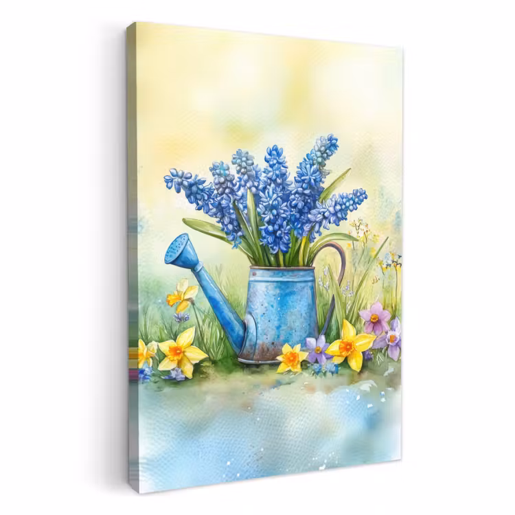 Tableau sur toile - Arrosoir - Lavande - Fleurs — 1