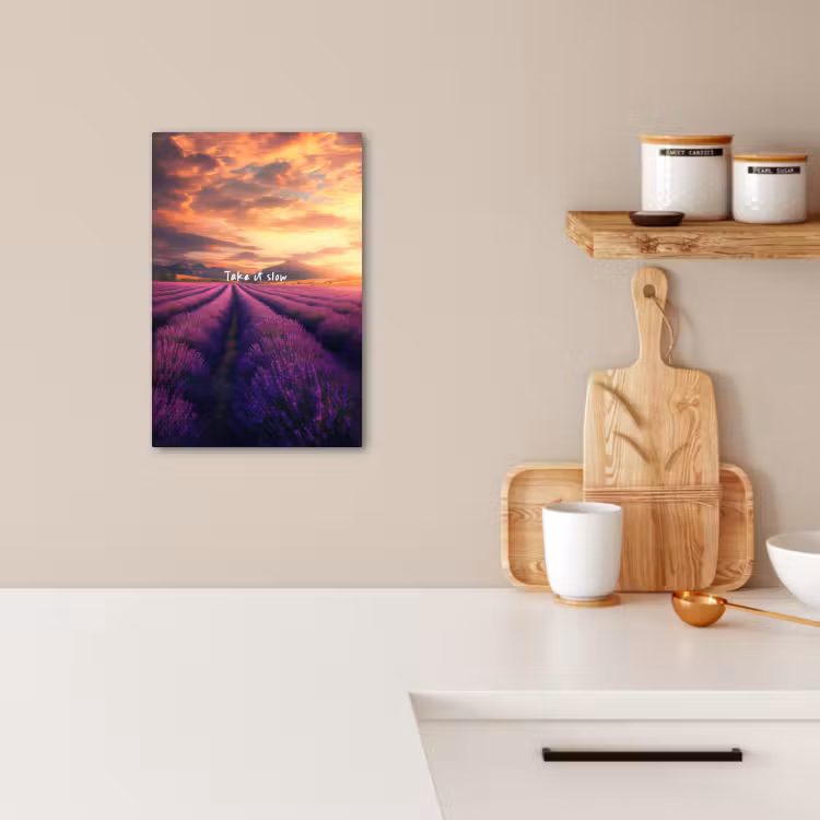 Tableau sur toile - Champ de lavande - Citation - Coucher de soleil — 1