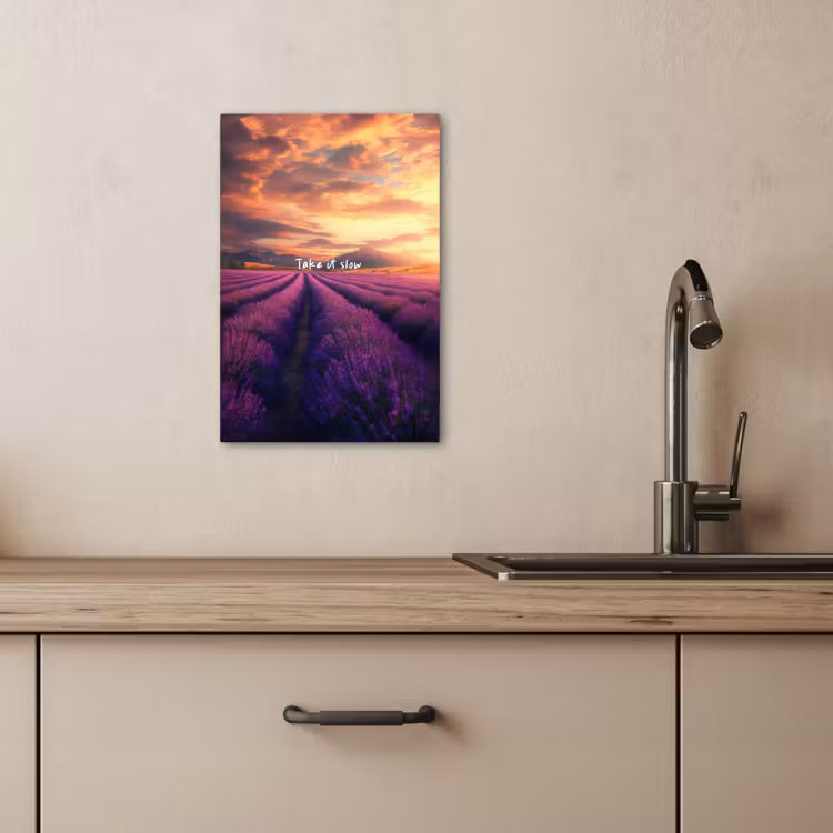 Tableau sur toile - Champ de lavande - Citation - Coucher de soleil — 2