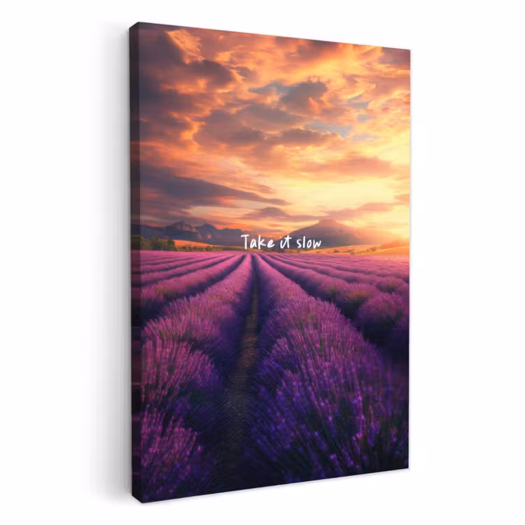 Tableau sur toile - Champ de lavande - Citation - Coucher de soleil — 3