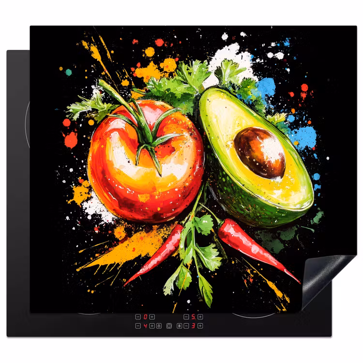 Protection plaque induction - Tomate - Avocat - Poivron - Graffiti - Peinture - Moderne — 1