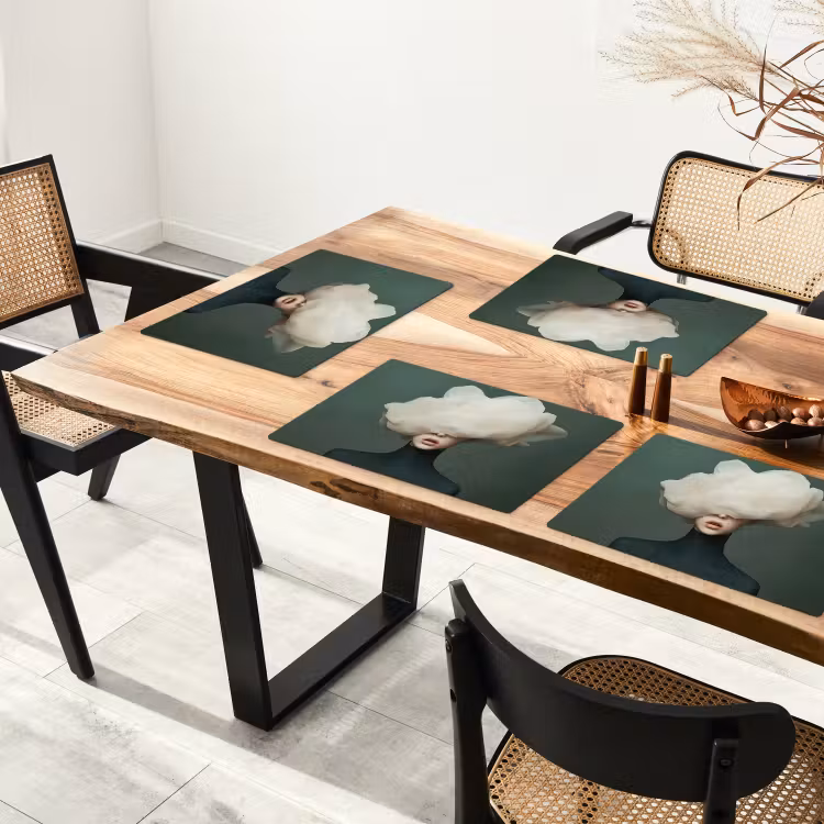 Sets de table en vinyle - Chapeau - Femme - Beige — 4